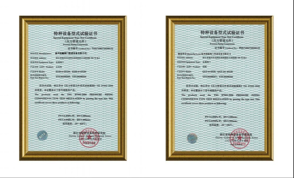 Special Equipment Type Test Certificate